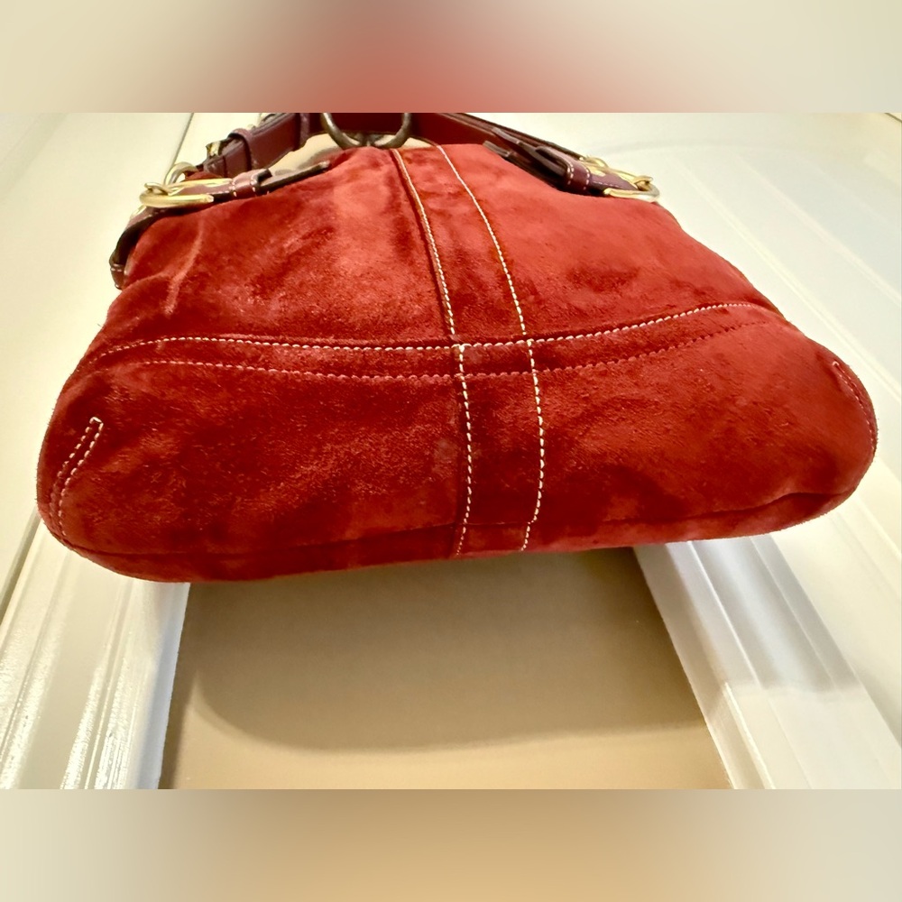 Coach Red Suede Shoulder Bag - Picture 6 of 10